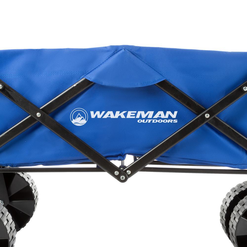 Blue All-Terrain Folding Camping/Beach Wagon with Telescoping Handle and Extra Wide Wheels