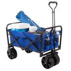 Blue All-Terrain Folding Camping/Beach Wagon with Telescoping Handle and Extra Wide Wheels