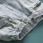 women retro high waist loose casual denim pants