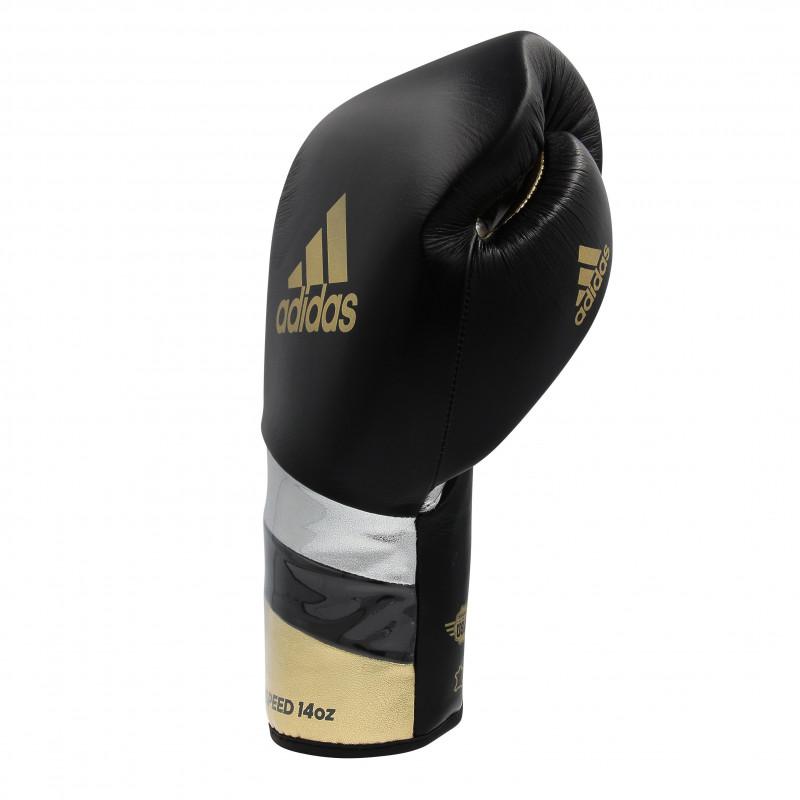 Adi-Speed 500 Pro Boxing and Kickboxing Gloves for Women &amp; Men- 12oz, Black/Gold/Silver