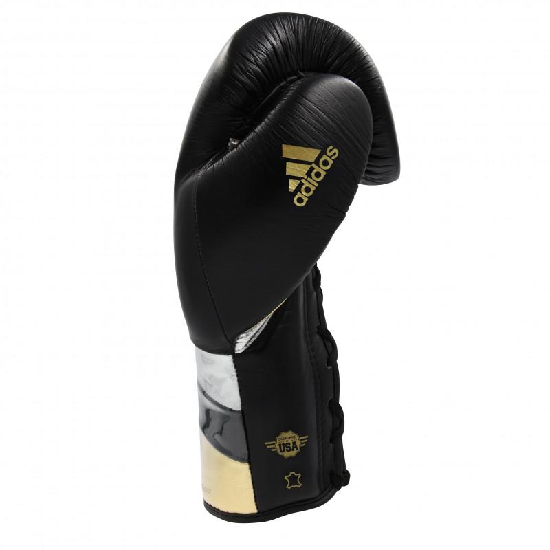 Adi-Speed 500 Pro Boxing and Kickboxing Gloves for Women &amp; Men- 12oz, Black/Gold/Silver