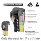 Adi-Speed 500 Pro Boxing and Kickboxing Gloves for Women &amp; Men- 12oz, Black/Gold/Silver