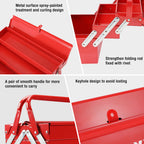 Metal Tool Box, 18-inch Cantilever Folding Red StoraBox, 3-Layer 5-Tray Multi-Function Tool Organizer, Red