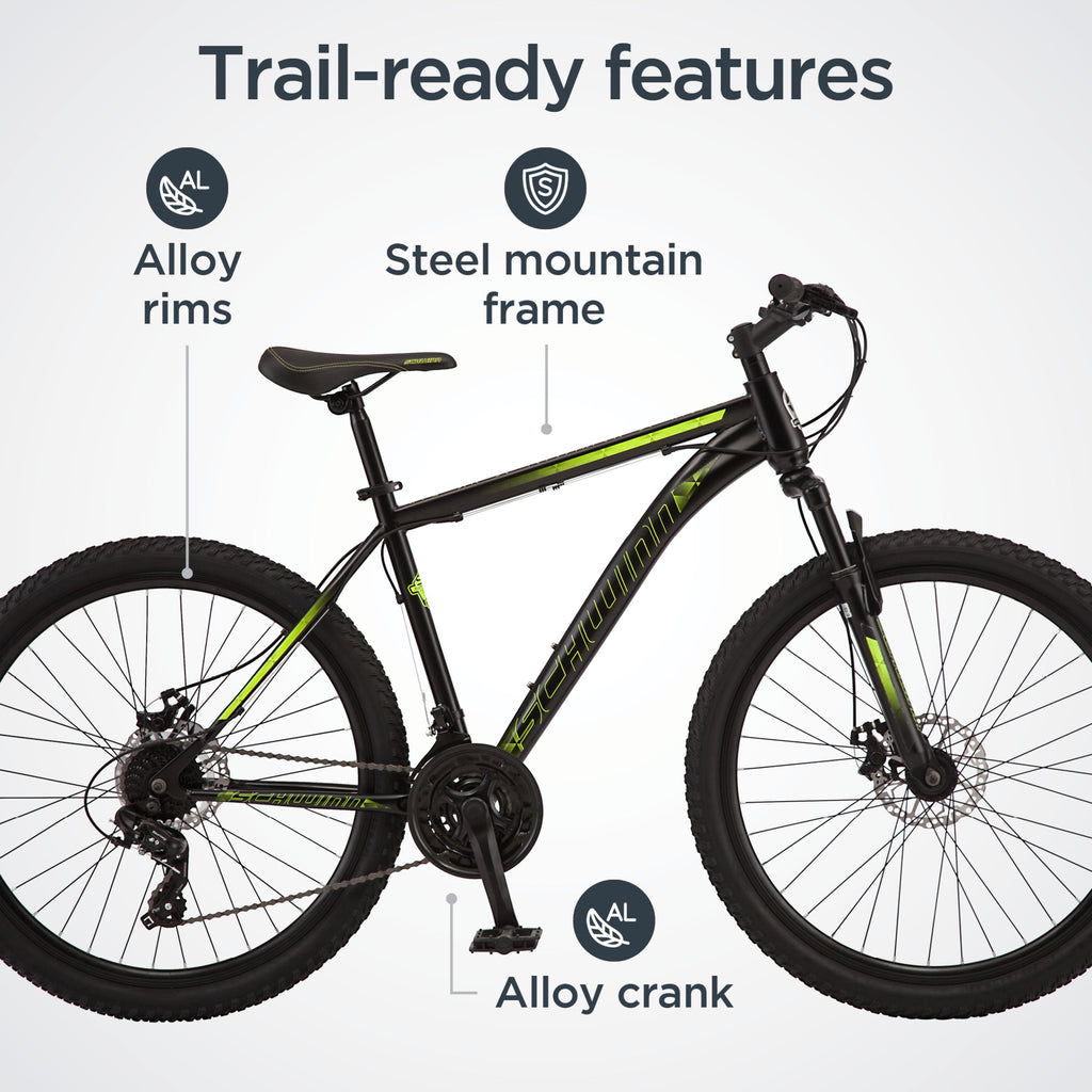 Schwinn Sidewinder Mountain Bike, 26-inch wheels, 21 speeds, black, mens style