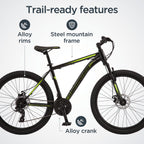 Schwinn Sidewinder Mountain Bike, 26-inch wheels, 21 speeds, black, mens style