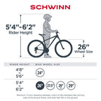 Schwinn Sidewinder Mountain Bike, 26-inch wheels, 21 speeds, black, mens style