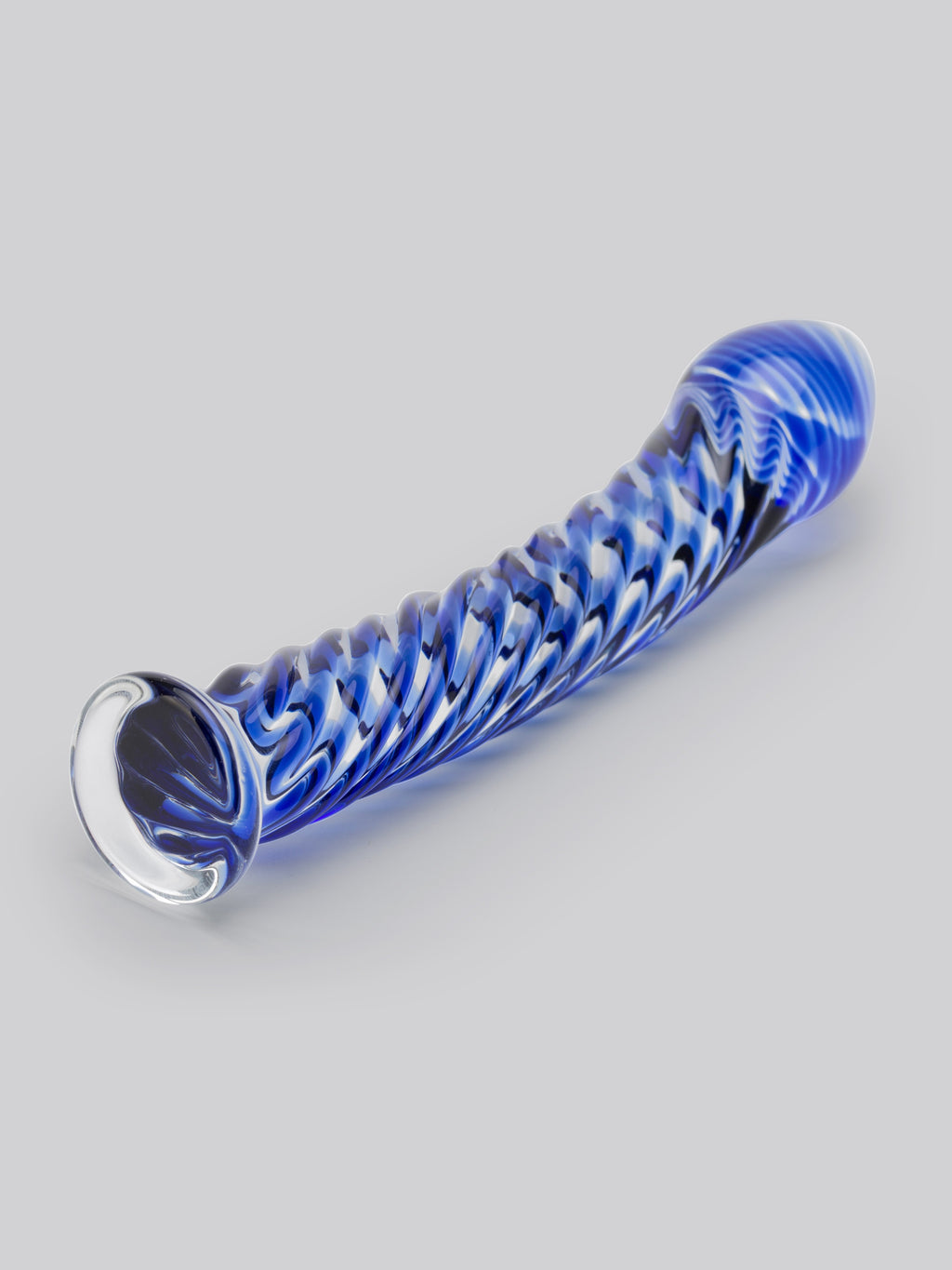 Lovehoney Blue Swirl Textured Sensual Glass Dildo, Blue