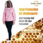 natural apiary apiarist polycotton jacket includes 1 x non-flammable fencing veil total body sting protection for professional &amp; beginner beekeepers, xl, pink