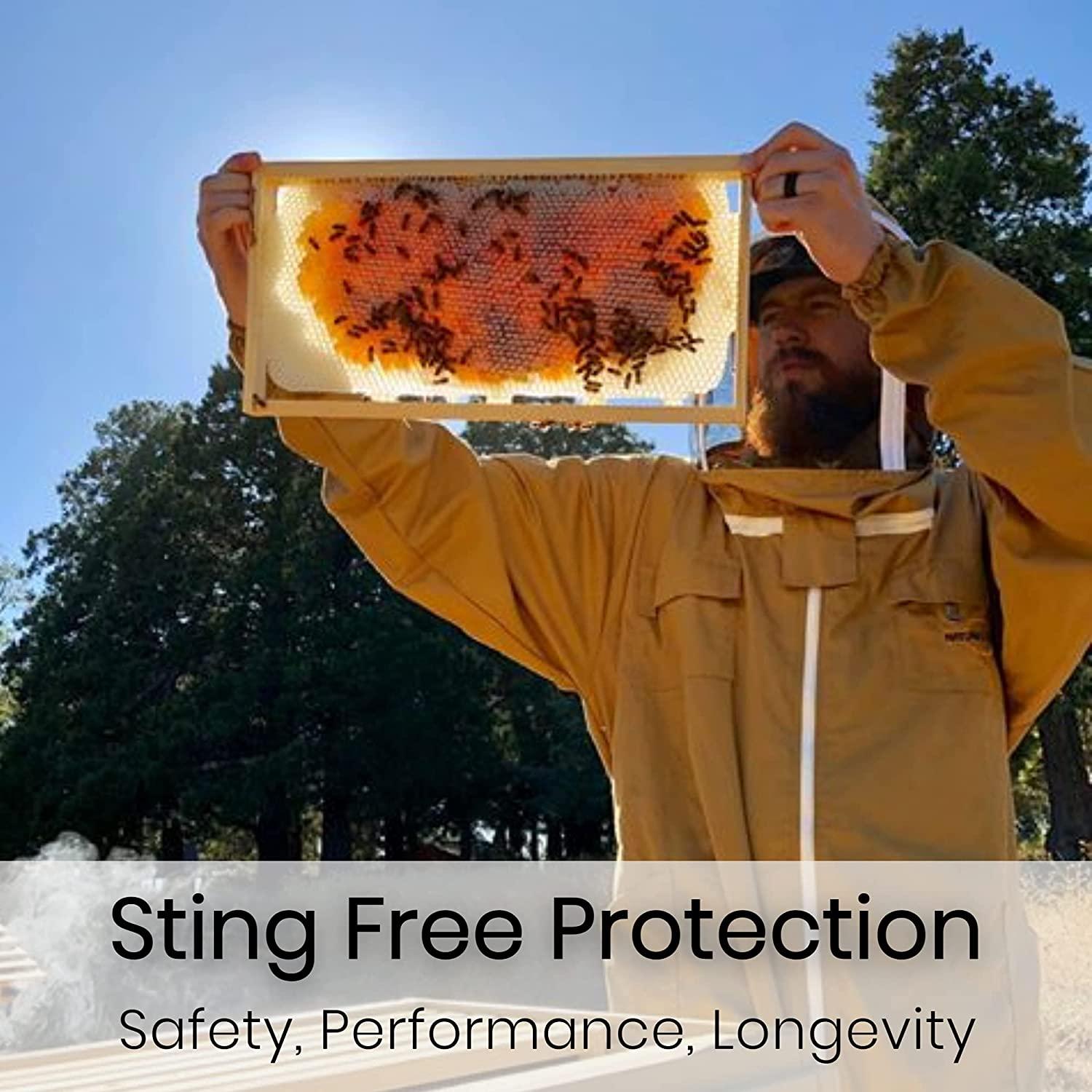 natural apiary apiarist polycotton jacket includes 1 x non-flammable fencing veil total body sting protection for professional &amp; beginner beekeepers, xl, pink