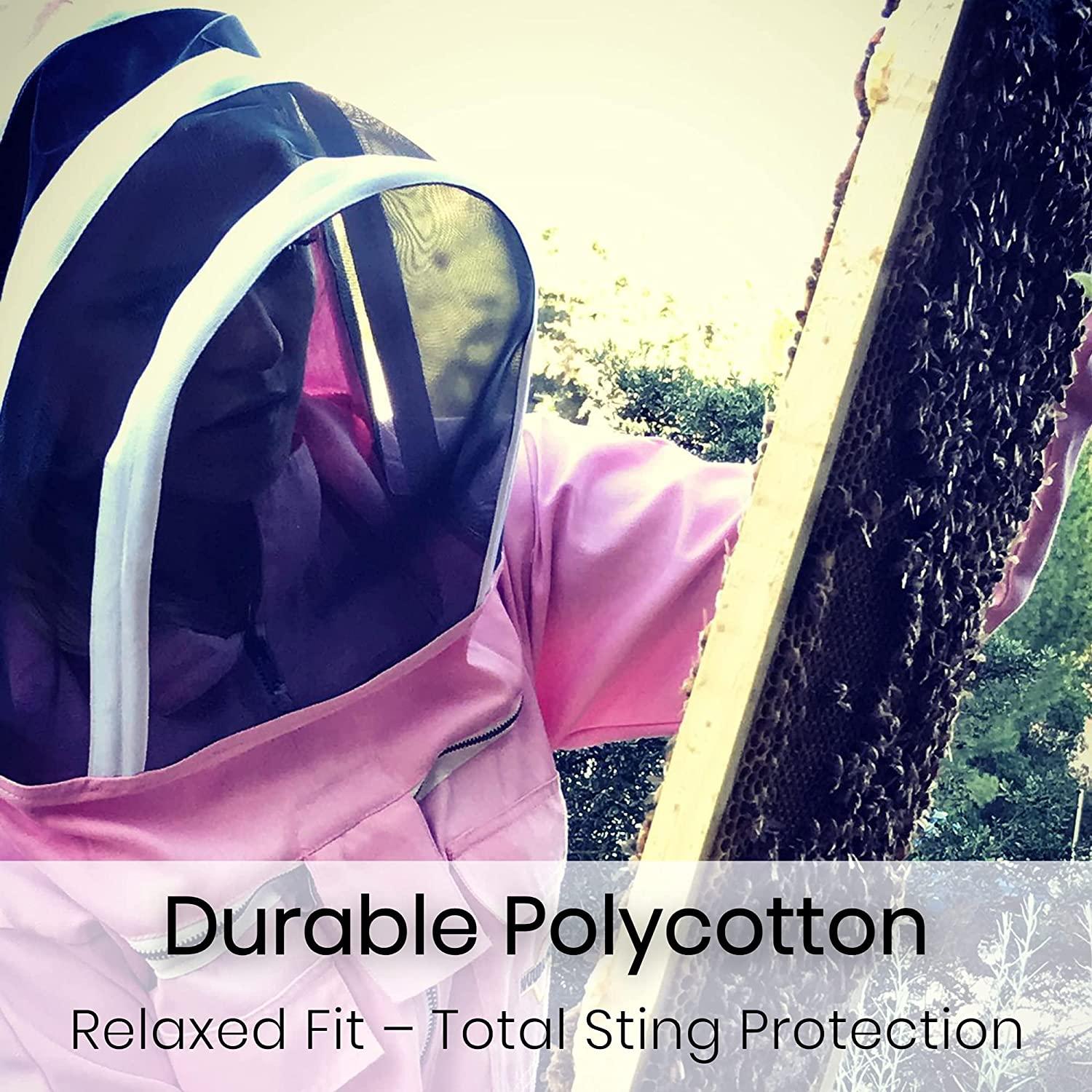 natural apiary - apiarist beekeeping suit with 1 x non-flammable fencing veil mesh - total protection for backyard &amp; beginner bee keepers