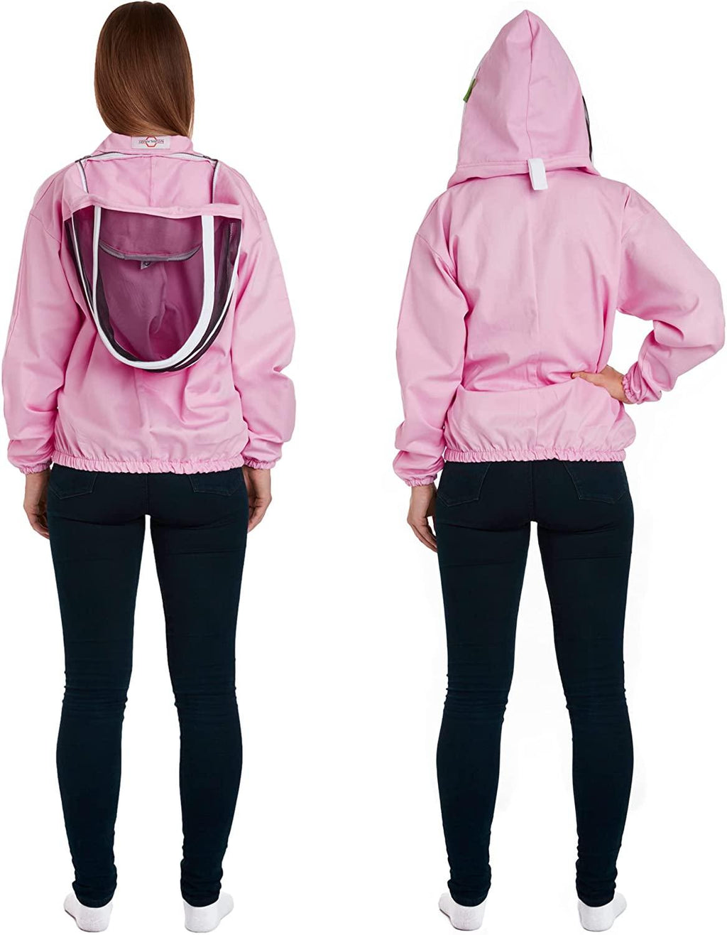 natural apiary apiarist polycotton jacket includes 1 x non-flammable fencing veil total body sting protection for professional &amp; beginner beekeepers, xl, pink