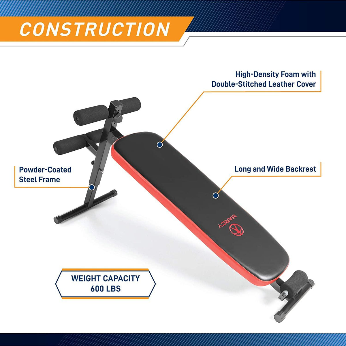 Marcy Utility Slant Board w/ Headrest 閳 Folding  with Adjustable Positions SB-4606