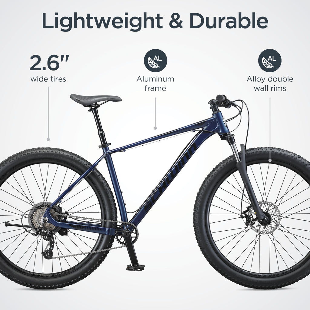 Schwinn Axum DP Mountain Bike with mechanical seat post, Lar19 inch mens style frame, blue