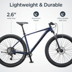 Schwinn Axum DP Mountain Bike with mechanical seat post, Lar19 inch mens style frame, blue