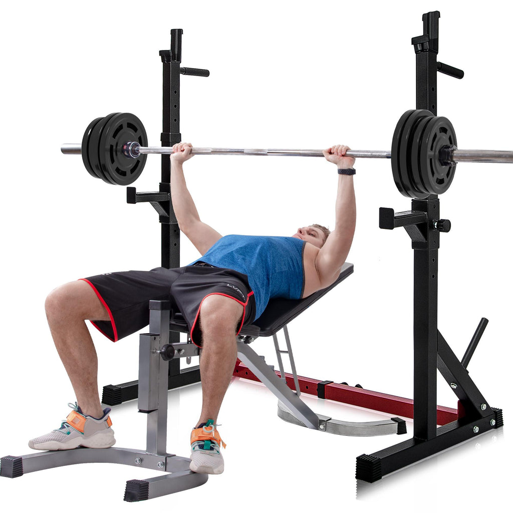 WanFeng Adjustable Barbell Rack Multi-Function Dipping Station Squat Stand Home Gym Fitness Stand,Black