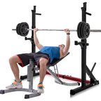 WanFeng Adjustable Barbell Rack Multi-Function Dipping Station Squat Stand Home Gym Fitness Stand,Black