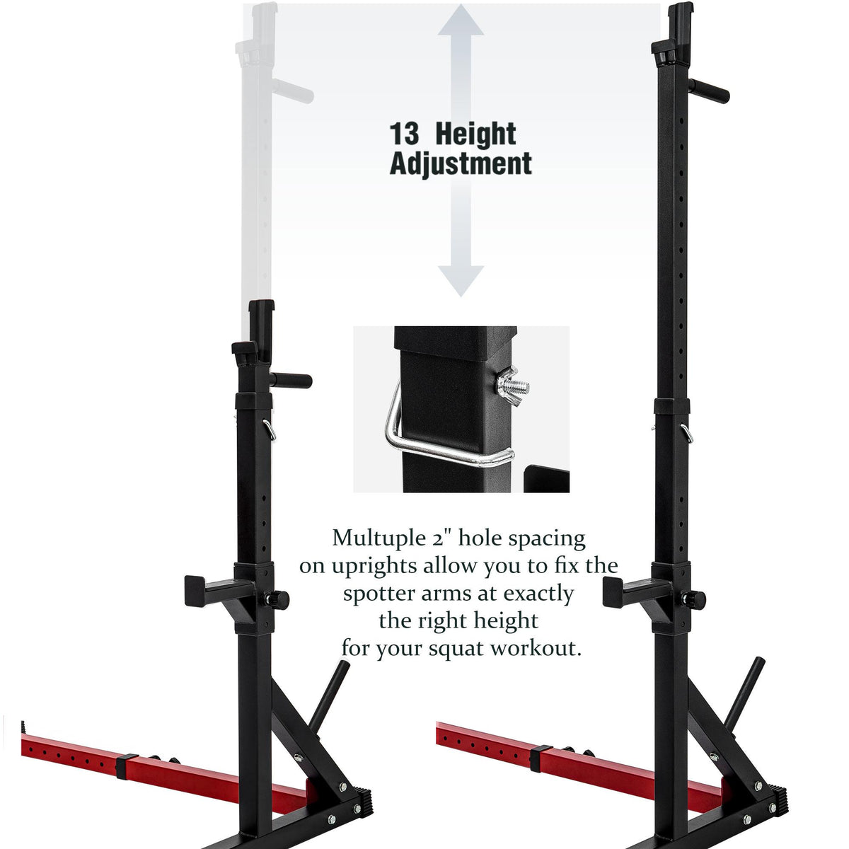Walmeck Adjustable Barbell Rack Max Load 550LBS Multi-Function Dipping Station Squat Stand Home Gym Fitness Weight Bench Press Stand