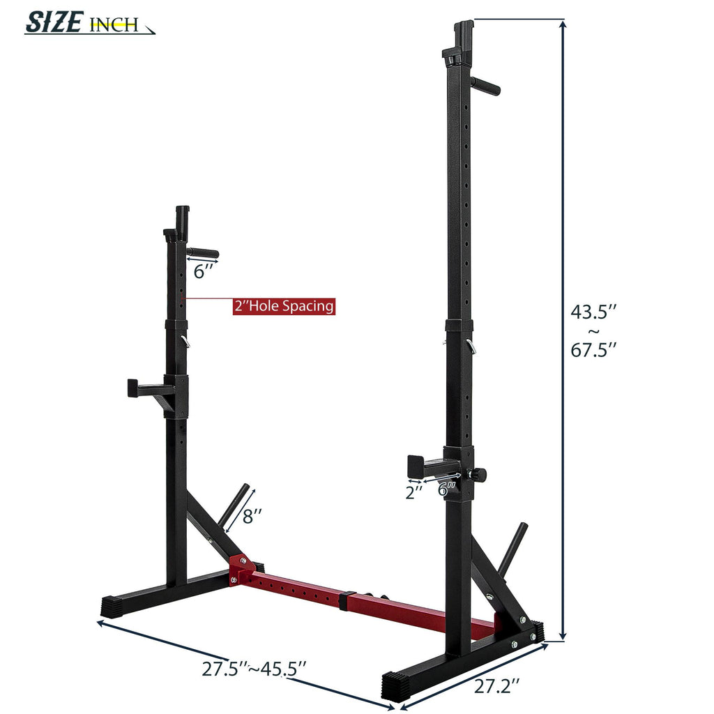 WanFeng Adjustable Barbell Rack Multi-Function Dipping Station Squat Stand Home Gym Fitness Stand,Black