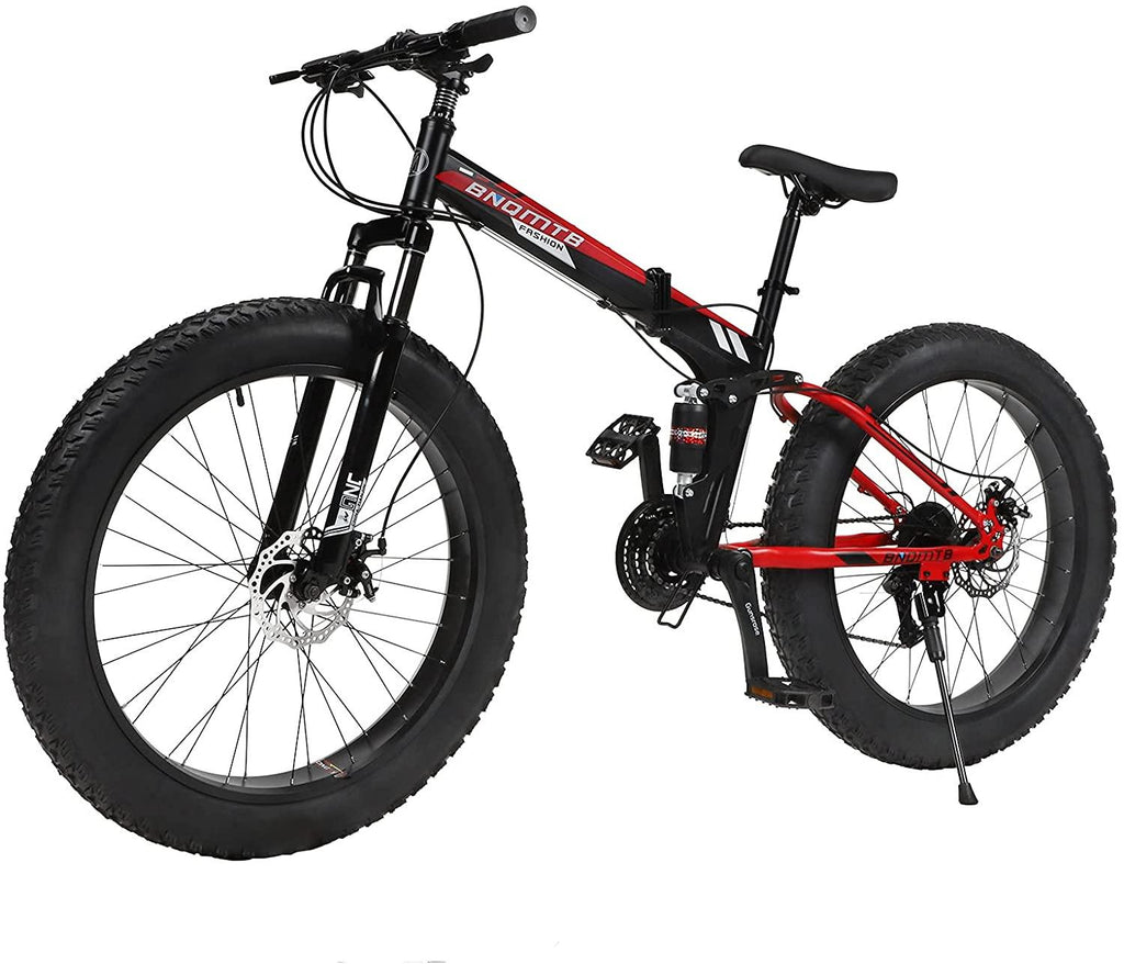 Gunsrose Fat tire Bicycle, Folding Fat tire Mountain Bike, 26 inches, Easy to Carry, Used for Outdoor Off-Road Adventure