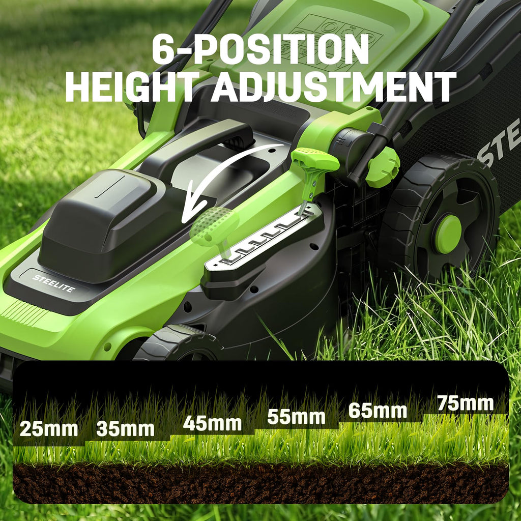 16-Inch 1800W Corded Electric Lawn Mower, Powerful Rotary Mower for Medium Lawns, with Grass Collection Bag &amp; Height Adjustment
