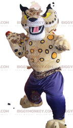 BIGGYMONKEYmascot costume of lynx beige with blue sports pants
