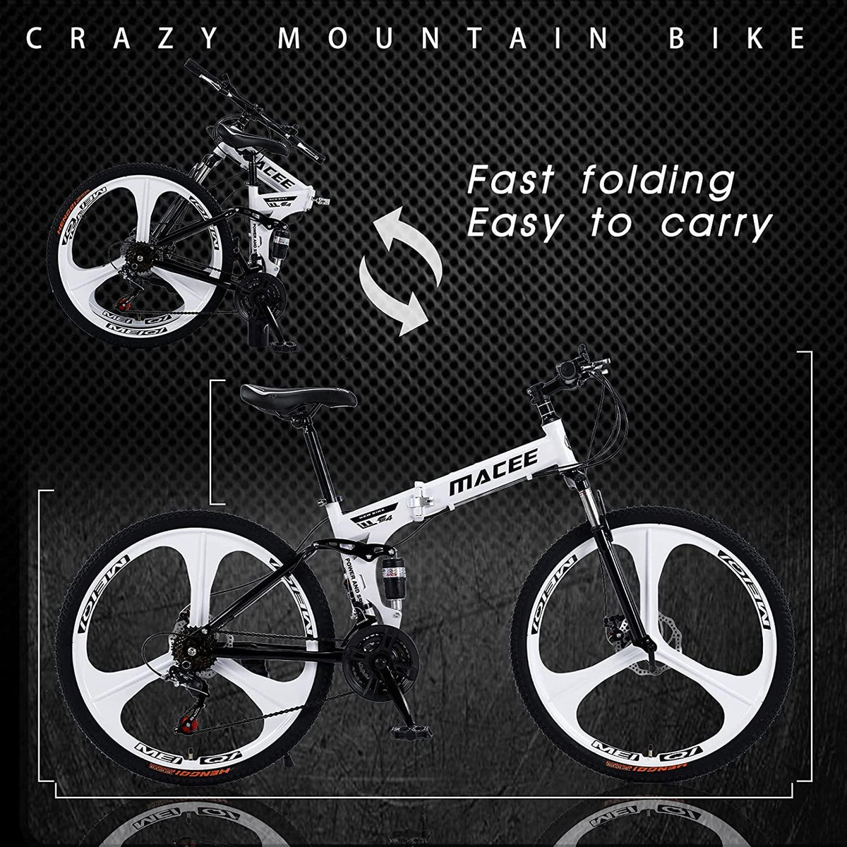 Sanamity 24 inch Wheels Mountain Bike Three Knife Wheel Mountain Bikes for Men with High Carbon Steel Frame Twist Shifters 21-Speed Front and Rear Disc Brakes Bicycles Men Women Teenagers