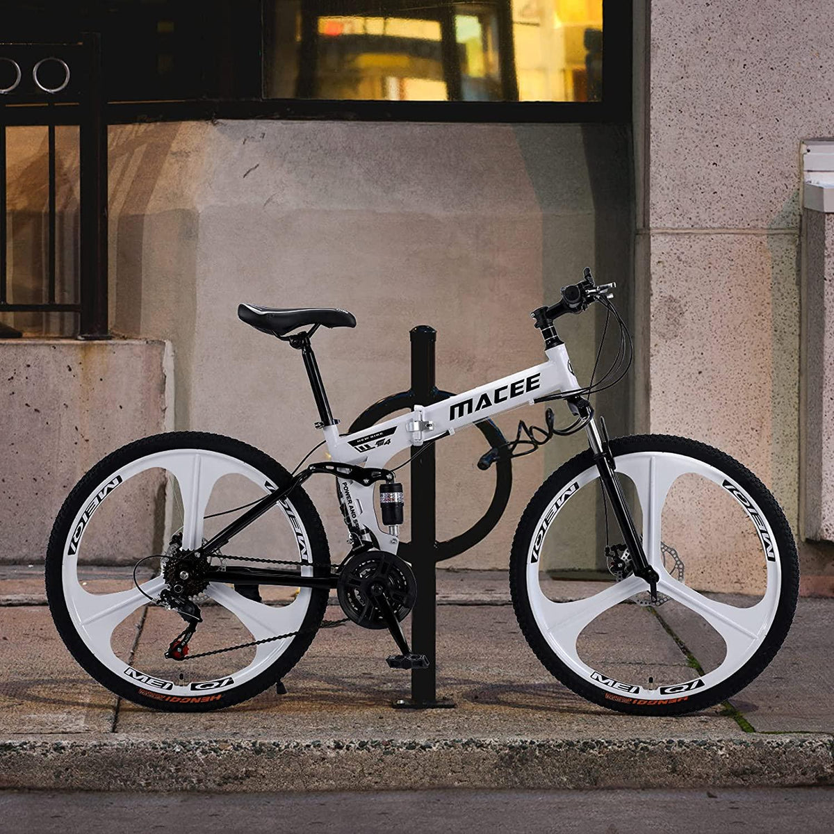 Sanamity 24 inch Wheels Mountain Bike Three Knife Wheel Mountain Bikes for Men with High Carbon Steel Frame Twist Shifters 21-Speed Front and Rear Disc Brakes Bicycles Men Women Teenagers