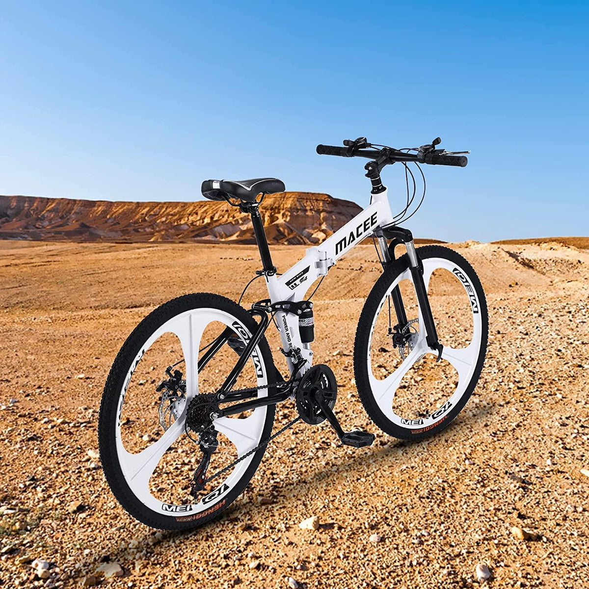 Sanamity 24 inch Wheels Mountain Bike Three Knife Wheel Mountain Bikes for Men with High Carbon Steel Frame Twist Shifters 21-Speed Front and Rear Disc Brakes Bicycles Men Women Teenagers