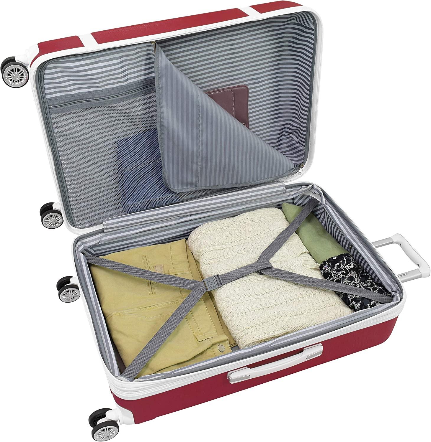 Hardside Expandable Spinner Luggage, red, Checked-Medium 24-Inch