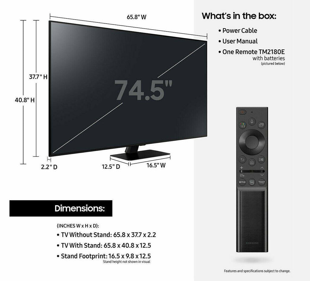 samsung 75" q80a qled 4k ultra hd hdr smart tv - 2021 model