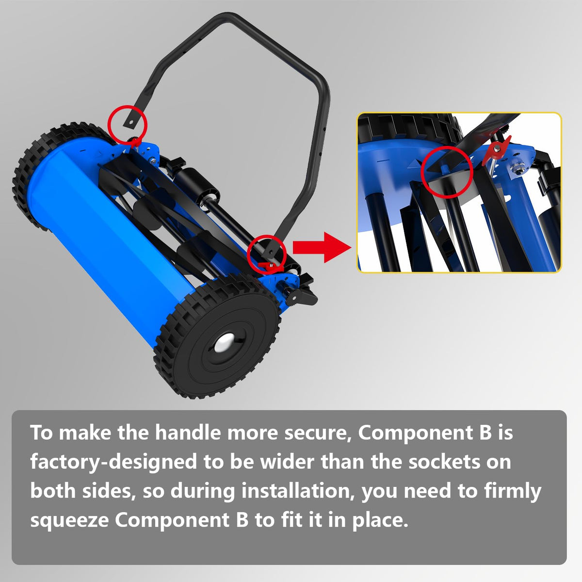 16-Inch Reel Lawn Mower with Tool-Blade Adjustment, 5-Blade Manual Push Lawn Mower, 5-Position Height Adjustable Hand Push Reel Mower