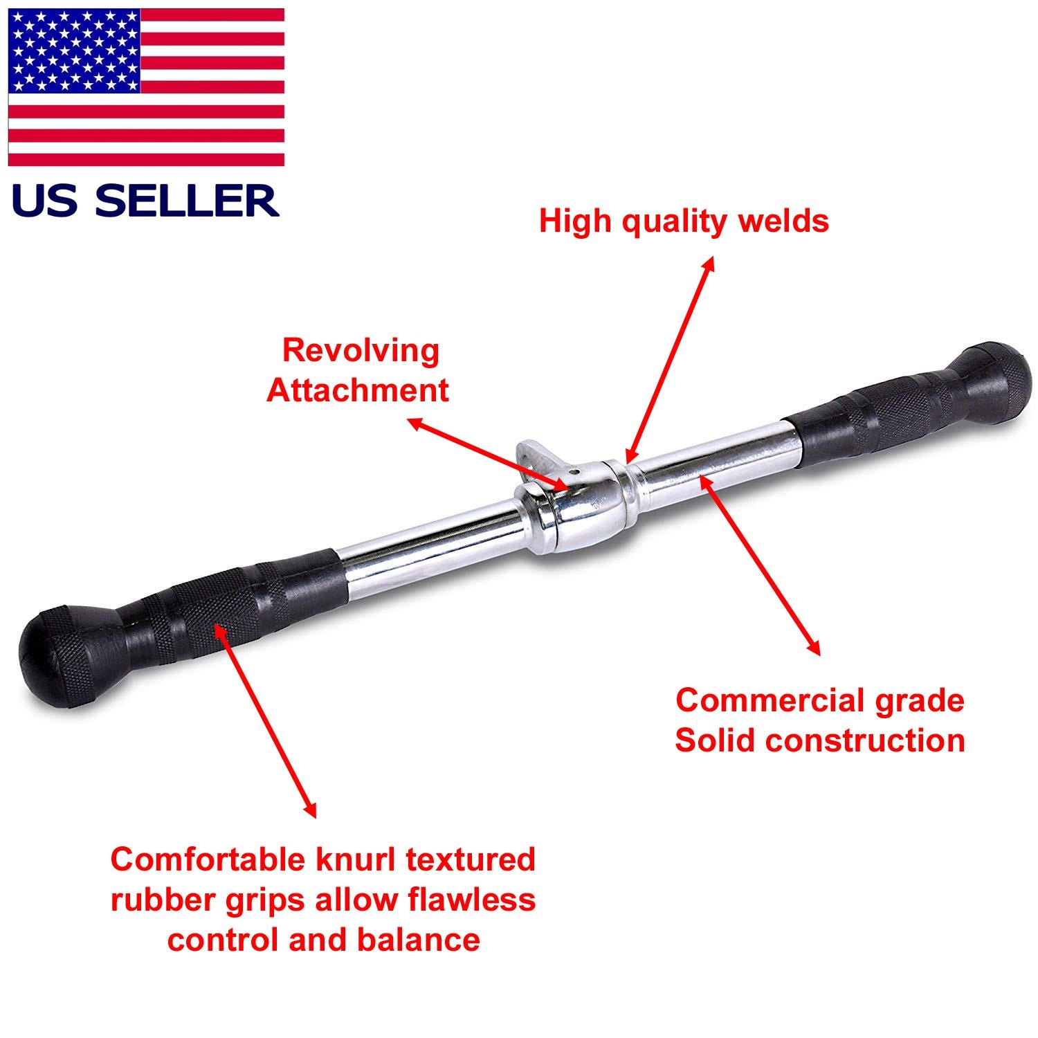 Fitness Maniac Tricep Rope Lat Pull Down Press Cable Attachment Home Gym Exercise Equipment Double D Pair