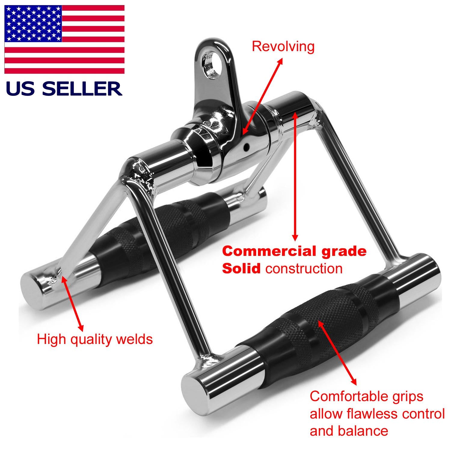 Fitness Maniac Tricep Rope Lat Pull Down Press Cable Attachment Home Gym Exercise Equipment Double D Pair
