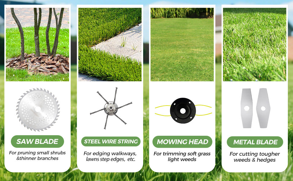 21V Electric Weed Wacker Cordless Weed Wacker with 2 x 4.5Ah Batteries, 960W Brushless Motor Weed Eater, 4-in-1 Multifunctional Grass Trimmer Lawn Tool Cordless Cutter Mower, Garden Gifts