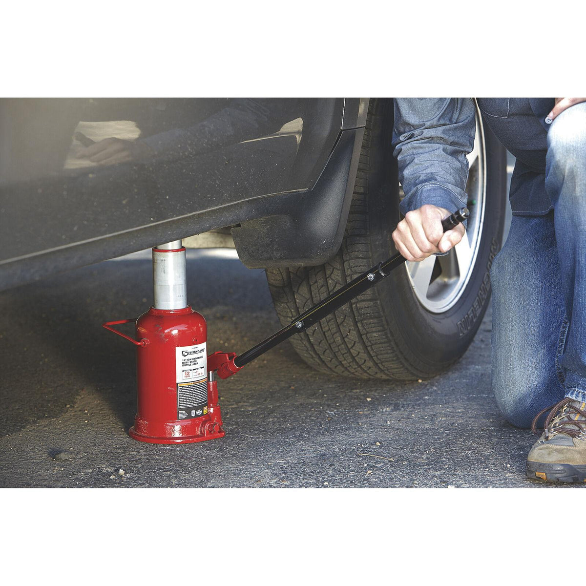 Strongway 12-Ton Hydraulic High-Lift  Double Ram Bottle Jack