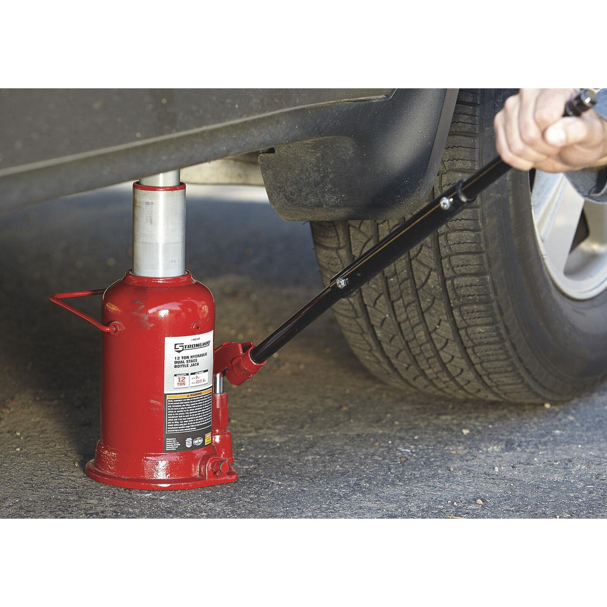 Strongway 12-Ton Hydraulic High-Lift  Double Ram Bottle Jack