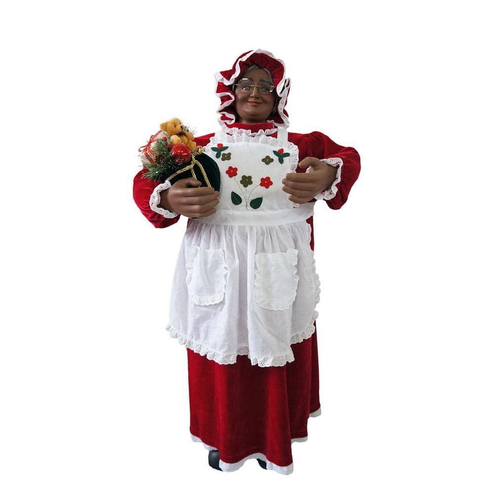 36 in. Music and Motion Christmas African American Mrs. Claus with Apron