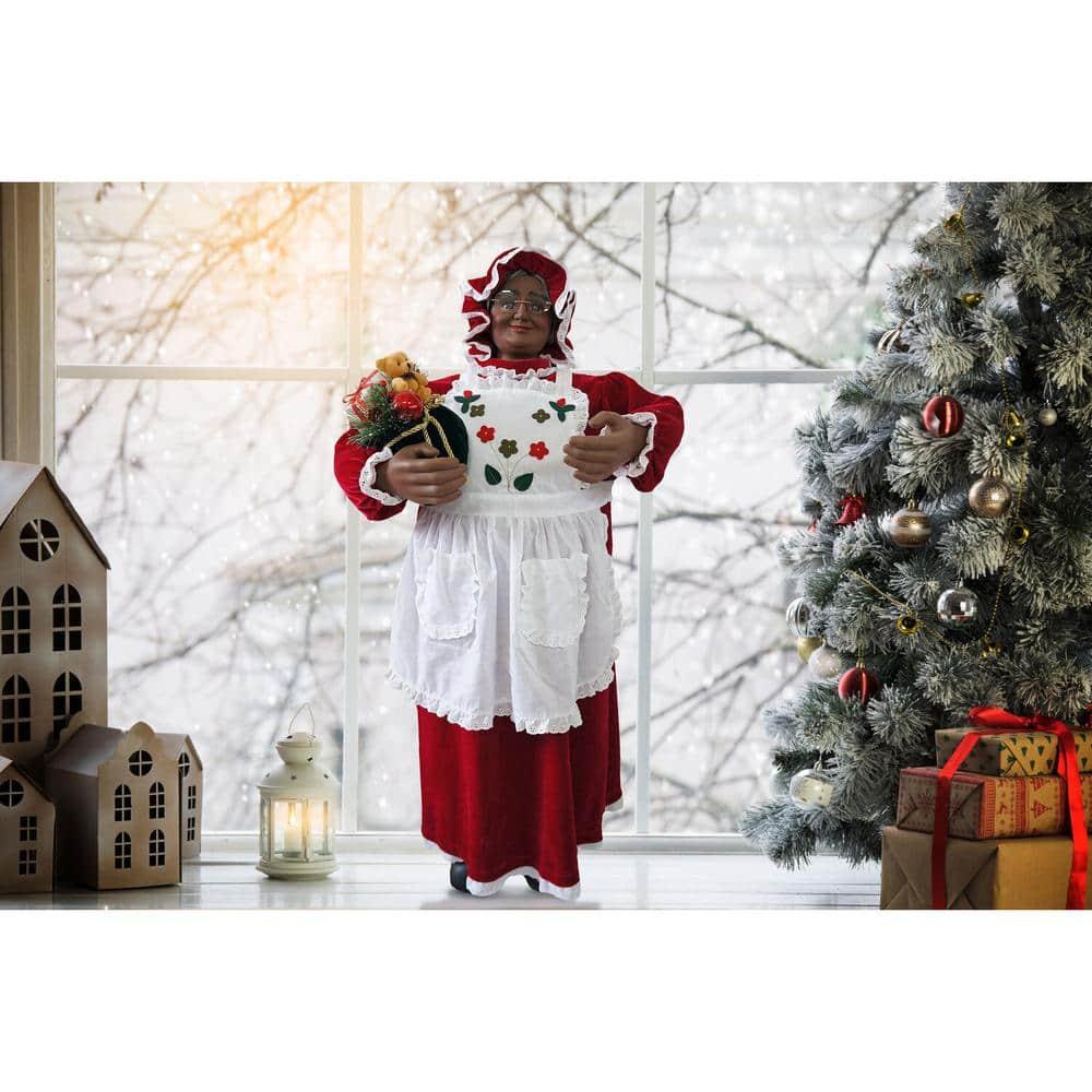 36 in. Music and Motion Christmas African American Mrs. Claus with Apron