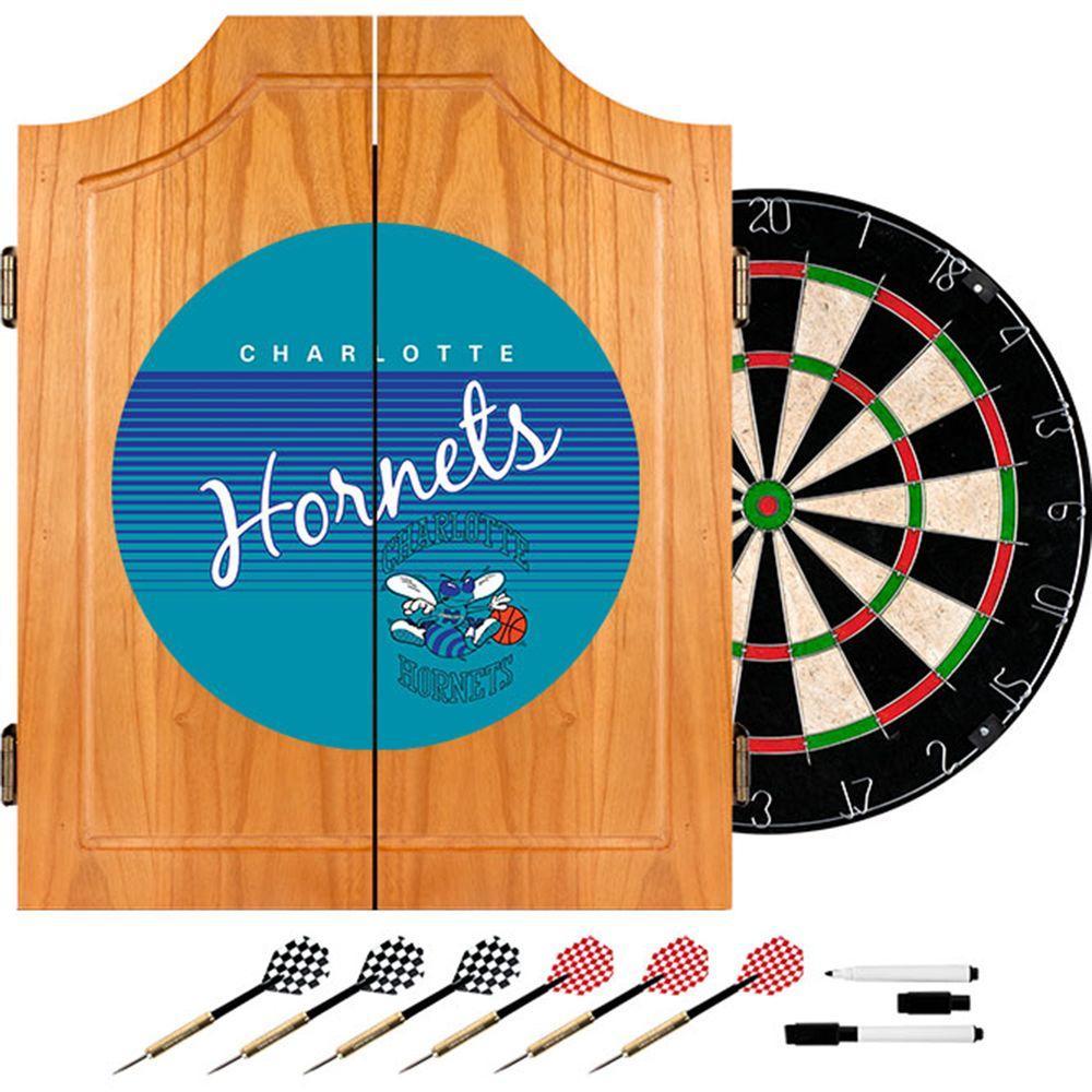 20.5 in. Charlotte Hornets Hardwood Classics NBA Wood Dart Cabinet Set