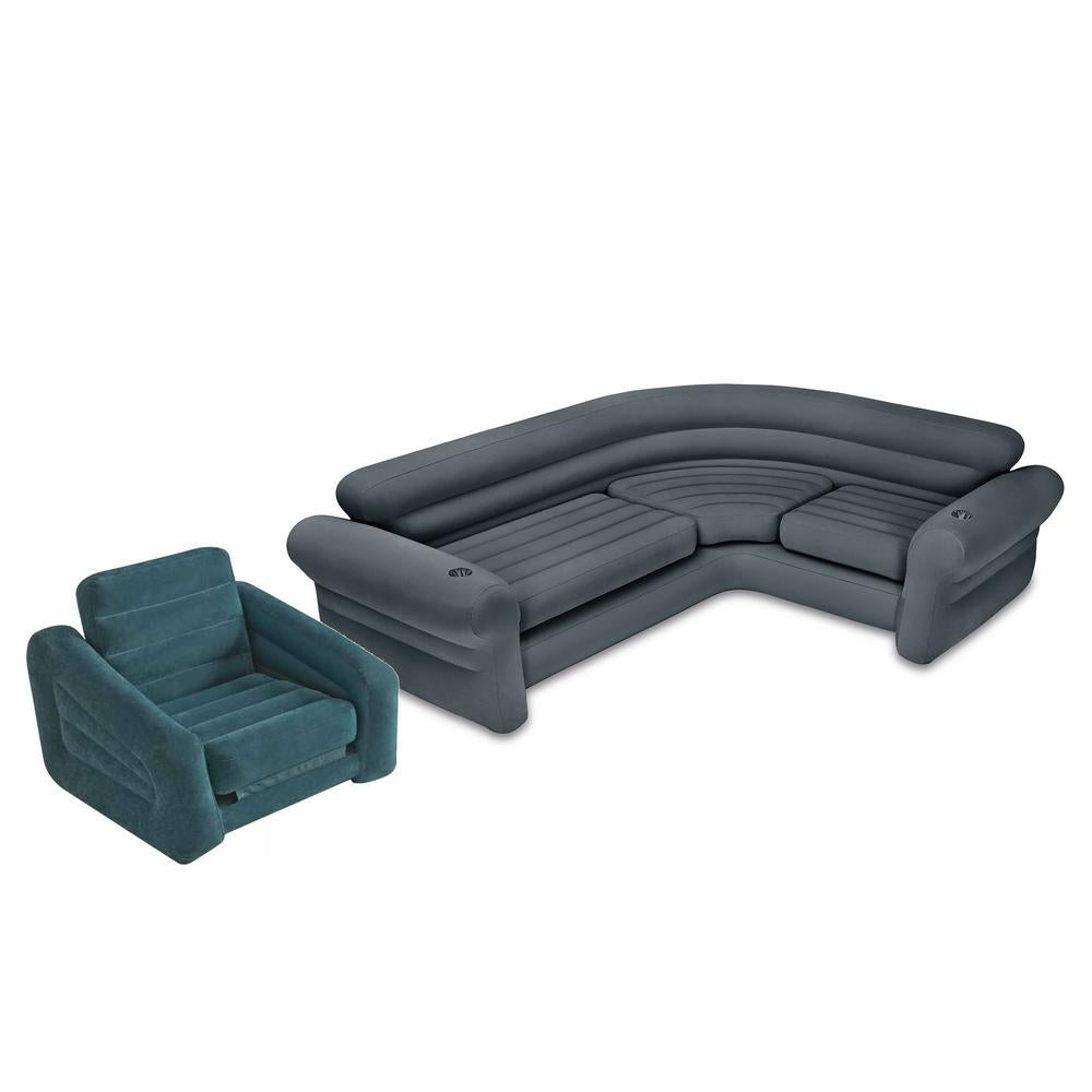 Inflatable Corner Couch Sectional Sofa and Pull-Out Twin Air Bed Sper