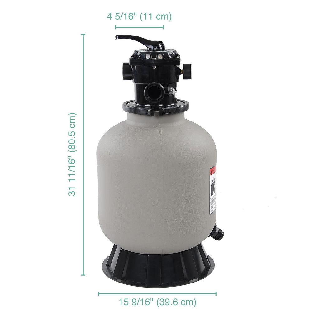 Yescom 16" Swimming Pool Sand Filter Above Inground Pond Fountain Fit 0.35-0.75HP Pump