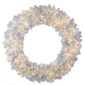 Vickerman 48" White Artificial Christmas Wreath, Warm White LED 3MM 8 Function Lights