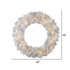 Vickerman 48" White Artificial Christmas Wreath, Warm White LED 3MM 8 Function Lights
