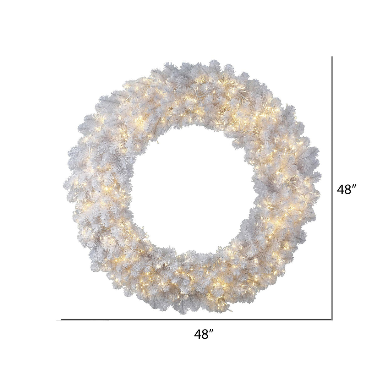 Vickerman 48" White Artificial Christmas Wreath, Warm White LED 3MM 8 Function Lights