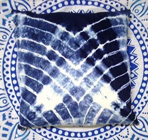 Indigo White Spred V Shape Pillow, Tie Dye Cushions, Decorative Cotton Throw, Shibori Pillow Cases, Outdoor Cushion Cover 16x16, Bohemian Pillow Shams (2) (50)