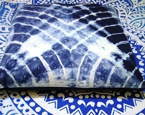 Indigo White Spred V Shape Pillow, Tie Dye Cushions, Decorative Cotton Throw, Shibori Pillow Cases, Outdoor Cushion Cover 16x16, Bohemian Pillow Shams (2) (50)