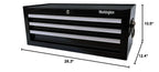 Industrial 3 Drawers Portable Metal Intermediate Box, 26" Middle Tool Chest Cabinet with Ball Bearing Drawer Slides, Steel Tool StoraBox Organizer 4009 Black
