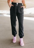 jacey drawstring black joggers