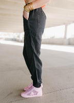 jacey drawstring black joggers