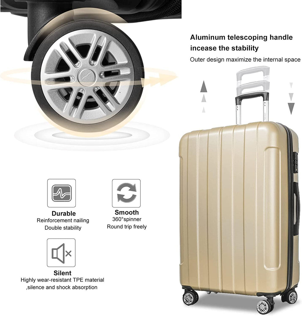 FOCHIER 3 PCS Hard shell Luggage Sets Clearance, PC+ABS Hardside Lightweight Fashion Suitcase with Spinner Wheels &amp; TSA Lock 20in24in28in